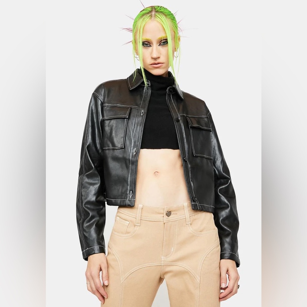 4th & Reckless Emile Vegan Leather Grunge Lightweight Jacket in Size Small